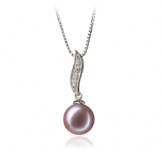 Clémentine Lavande 9-10mm AAA-qualité perles d'eau douce 925/1000 Argent-pendentif en perles