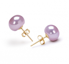 Lavande 9-9.5mm AAA-qualité perles d'eau douce-Boucles d'oreilles en perles