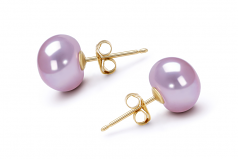Lavande 9-9.5mm AAA-qualité perles d'eau douce-Boucles d'oreilles en perles