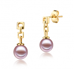 Anya Lavande 6-7mm AAAA-qualité perles d'eau douce 585/1000 Or Jaune-Boucles d'oreilles en perles