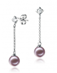 Ingrid Lavande 6-7mm AAAA-qualité perles d'eau douce 925/1000 Argent-Boucles d'oreilles en perles