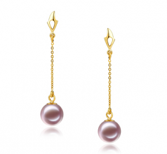 Misha Lavande 6-7mm AAAA-qualité perles d'eau douce 585/1000 Or Jaune-Boucles d'oreilles en perles