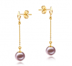 Misha Lavande 6-7mm AAAA-qualité perles d'eau douce 585/1000 Or Jaune-Boucles d'oreilles en perles