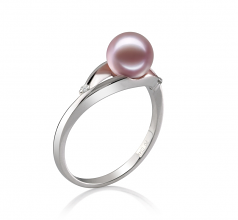 Tanya Lavande 6-7mm AAAA-qualité perles d'eau douce 585/1000 Or Blanc-Bague perles