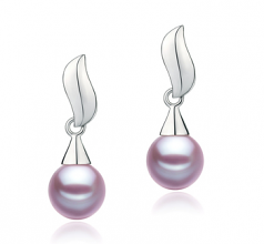 Edith Lavande 7-8mm AAAA-qualité perles d'eau douce 925/1000 Argent-Boucles d'oreilles en perles