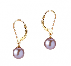 Marcella Lavande 7-8mm AAAA-qualité perles d'eau douce-Boucles d'oreilles en perles