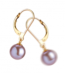 Marcella Lavande 7-8mm AAAA-qualité perles d'eau douce-Boucles d'oreilles en perles