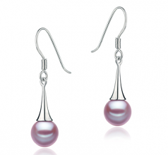 Sandra Lavande 7-8mm AAAA-qualité perles d'eau douce 925/1000 Argent-Boucles d'oreilles en perles