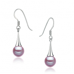 Sandra Lavande 7-8mm AAAA-qualité perles d'eau douce 925/1000 Argent-Boucles d'oreilles en perles