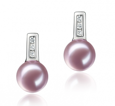 Valery Lavande 7-8mm AAAA-qualité perles d'eau douce 925/1000 Argent-Boucles d'oreilles en perles