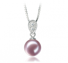Daria Lavande 7-8mm AAAA-qualité perles d'eau douce 925/1000 Argent-pendentif en perles