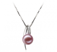 Destina Lavande 7-8mm AAAA-qualité perles d'eau douce 925/1000 Argent-pendentif en perles