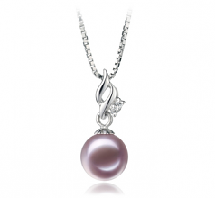 Zalina Lavande 7-8mm AAAA-qualité perles d'eau douce 925/1000 Argent-pendentif en perles