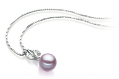 Zalina Lavande 7-8mm AAAA-qualité perles d'eau douce 925/1000 Argent-pendentif en perles