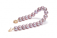 Lavande 8.5-9.5mm AAAA-qualité perles d'eau douce Rempli D'or-Bracelet de perles