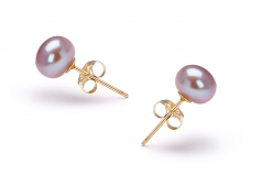 Lavande 6-6.5mm AA-qualité perles d'eau douce Rempli D'or-un set en perles