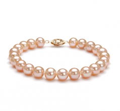Rose 7-8mm AA-qualité perles d'eau douce Rempli D'or-Bracelet de perles