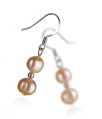 Cerella Rose 6-7mm A-qualité perles d'eau douce 925/1000 Argent-Boucles d'oreilles en perles