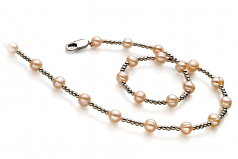 Athènes Rose 6-7mm A-qualité perles d'eau douce -Collier de perles
