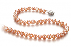 Bonheur Rose 6-7mm A-qualité perles d'eau douce 925/1000 Argent-Collier de perles