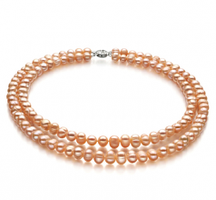 Jara Rose 6-7mm A-qualité perles d'eau douce 925/1000 Argent-Collier de perles
