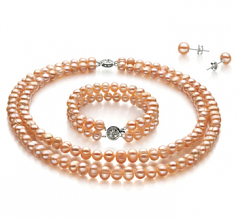 Kayra Rose 6-7mm A-qualité perles d'eau douce 925/1000 Argent-un set en perles