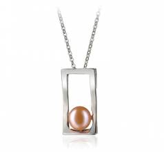 Athènes Rose 7-8mm AA-qualité perles d'eau douce Blanc Bronze-pendentif en perles
