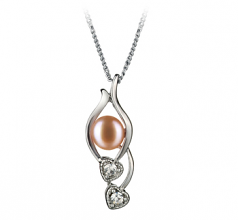 Eudora Rose 7-8mm AA-qualité perles d'eau douce Blanc Bronze-pendentif en perles