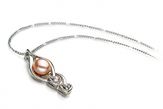 Eudora Rose 7-8mm AA-qualité perles d'eau douce Blanc Bronze-pendentif en perles