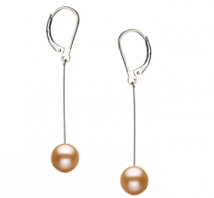Amy Rose 8-9mm AA-qualité perles d'eau douce 925/1000 Argent-Boucles d'oreilles en perles