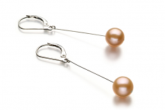 Amy Rose 8-9mm AA-qualité perles d'eau douce 925/1000 Argent-Boucles d'oreilles en perles