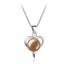 Leeza Rose 9-10mm AA-qualité perles d'eau douce Blanc Bronze-pendentif en perles