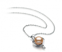 Leeza Rose 9-10mm AA-qualité perles d'eau douce Blanc Bronze-pendentif en perles