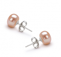 Rose 7-8mm AA-qualité perles d'eau douce-Boucles d'oreilles en perles