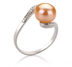 Chantel Rose 9-10mm AA-qualité perles d'eau douce 925/1000 Argent-Bague perles