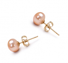 Rose 5.5-6mm AAA-qualité perles d'eau douce-Boucles d'oreilles en perles