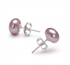 Lavande 7-8mm AA-qualité perles d'eau douce-Boucles d'oreilles en perles