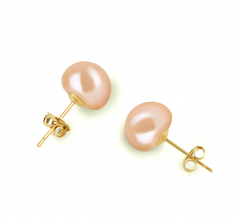 Rose 8-9mm AAA-qualité perles d'eau douce-Boucles d'oreilles en perles