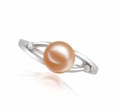 Tanya Rose 6-7mm AAAA-qualité perles d'eau douce 585/1000 Or Blanc-Bague perles