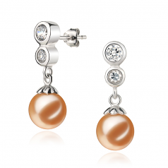 Colleen Rose 7-8mm AAAA-qualité perles d'eau douce 925/1000 Argent-Boucles d'oreilles en perles
