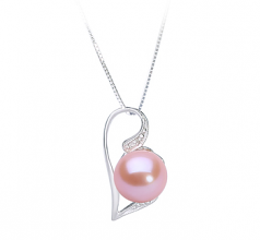 Carlin Rose 7-8mm AAAA-qualité perles d'eau douce 585/1000 Or Blanc-pendentif en perles