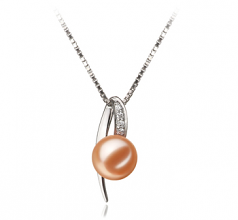 Destina Rose 7-8mm AAAA-qualité perles d'eau douce 925/1000 Argent-pendentif en perles