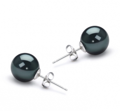 Noir 8.5-9mm AAA-qualité Akoya du Japon-Boucles d'oreilles en perles