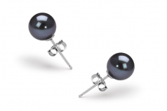 Noir 6-7mm AAAA-qualité perles d'eau douce-Boucles d'oreilles en perles