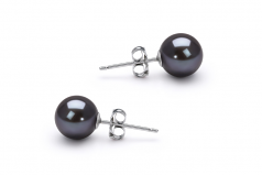 Noir 6-7mm AAAA-qualité perles d'eau douce-Boucles d'oreilles en perles