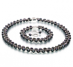 Vague Noir 6-7mm A-qualité perles d'eau douce -un set en perles