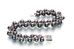 Vague Noir 6-7mm A-qualité perles d'eau douce -un set en perles