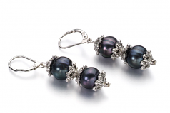 MarieAnt Noir 8-9mm AA-qualité perles d'eau douce 925/1000 Argent-un set en perles