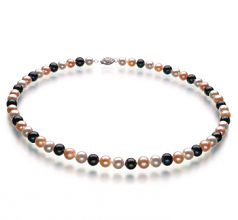 Multicolore 6-7mm AA-qualité perles d'eau douce 925/1000 Argent-Collier de perles