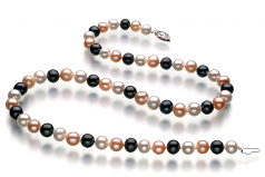 Multicolore 6-7mm AA-qualité perles d'eau douce 925/1000 Argent-Collier de perles